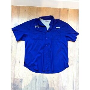 Columbia PFG TCU Horned Frogs Purple Fishing Shirt Men’s XXL Omni-Shade Vented